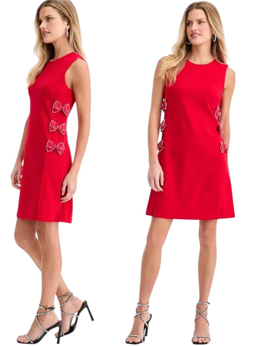 NWT Karl Lagerfeld Paris Red Bow Detail Crew Neck Sheath Dress